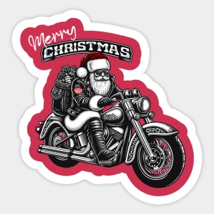 Chopper Santa “Merry Christmas”- black and white Sticker